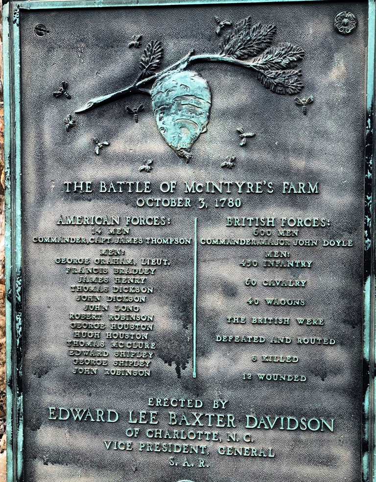 THE BATTLE OF MCINTYRE’S FARM REVOLUTIONARY WAR MEMORIAL PLAQUE R
