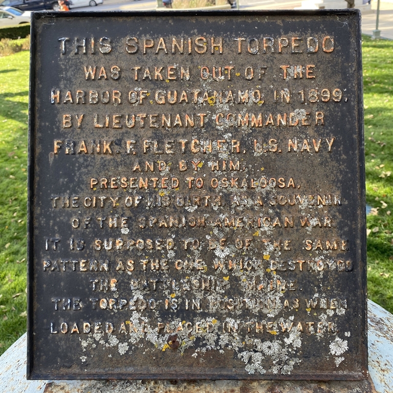 THIS SPANISH TORPEDO WAR MEMORIAL PLAQUE