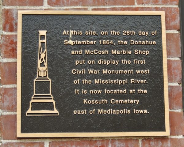 FIRST CIVIL WAR MONUMENT WEST OF THE MISSISSIPPI MEMORIAL PLAQUE