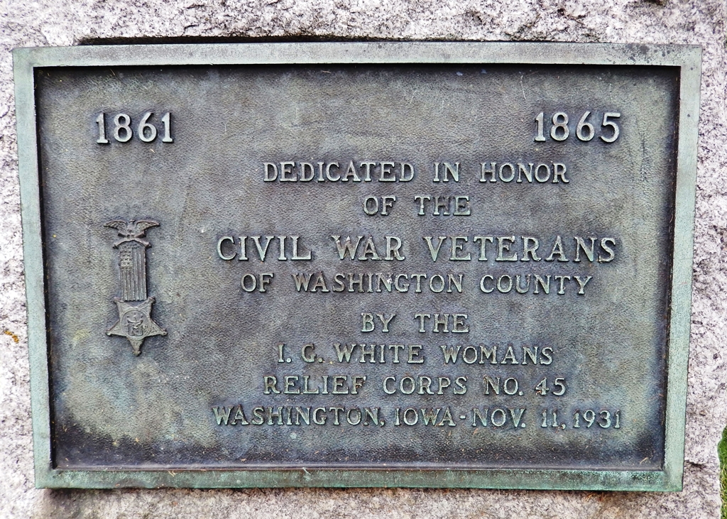 CIVIL WAR VETERANS OF WASHINGTON COUNTY MEMORIAL PLAQUE