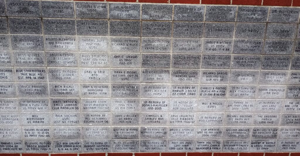 AMERICAN LEGION POST NO. 96 VETERANS MEMORIAL WALL SECTION B