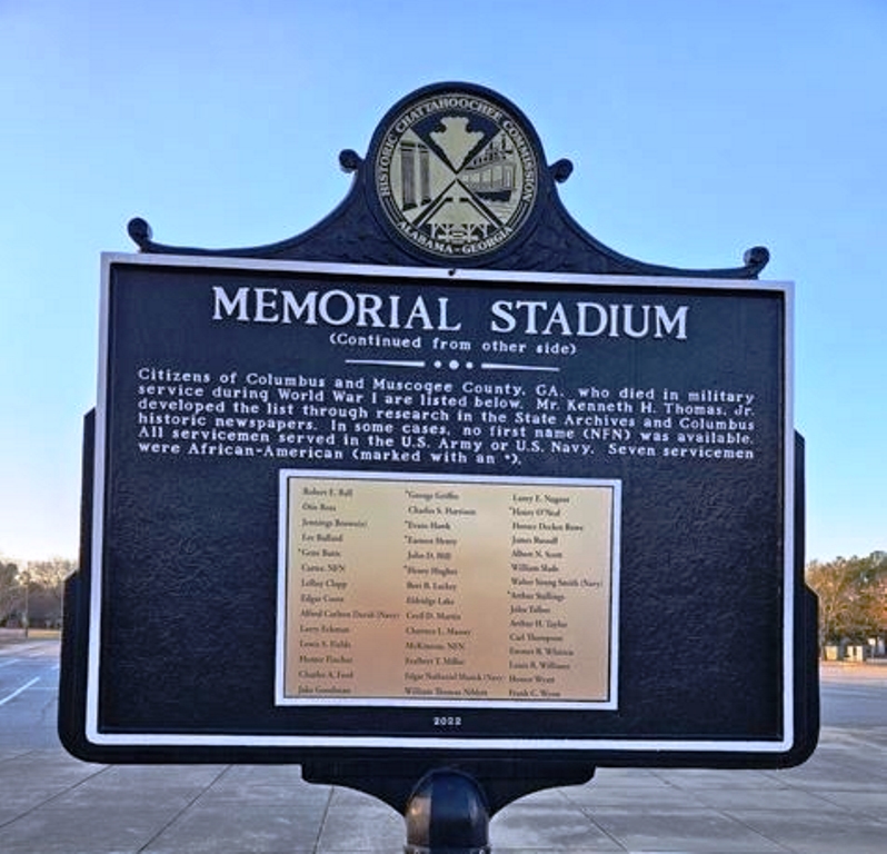 COLUMBUS MEMORIAL STADIUM WAR MEMORIAL BACK