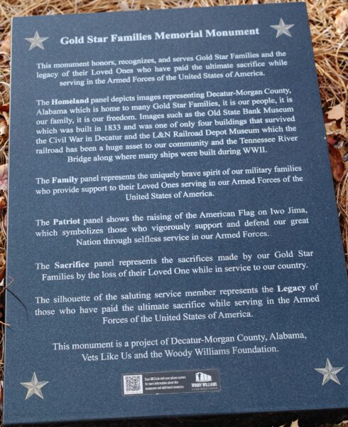 DECATUR-MORGAN COUNTY GOLD STAR FAMILIES MEMORIAL MONUMENT PLAQUE