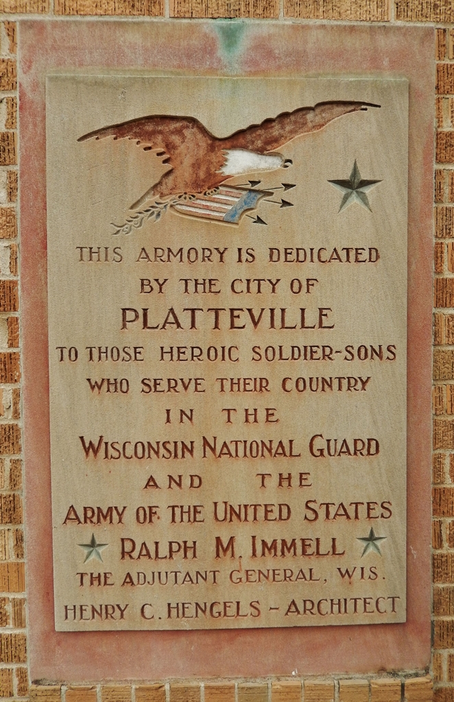 CITY OF PLATTEVILLE WAR MEMORIAL ARMORY PLAQUE A