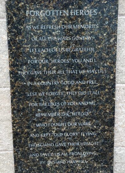 FORGOTTEN HEROES WAR MEMORIAL STONE