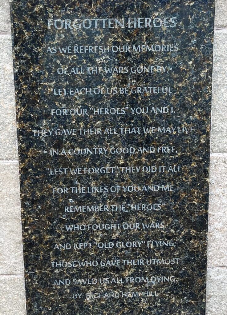 FORGOTTEN HEROES WAR MEMORIAL STONE
