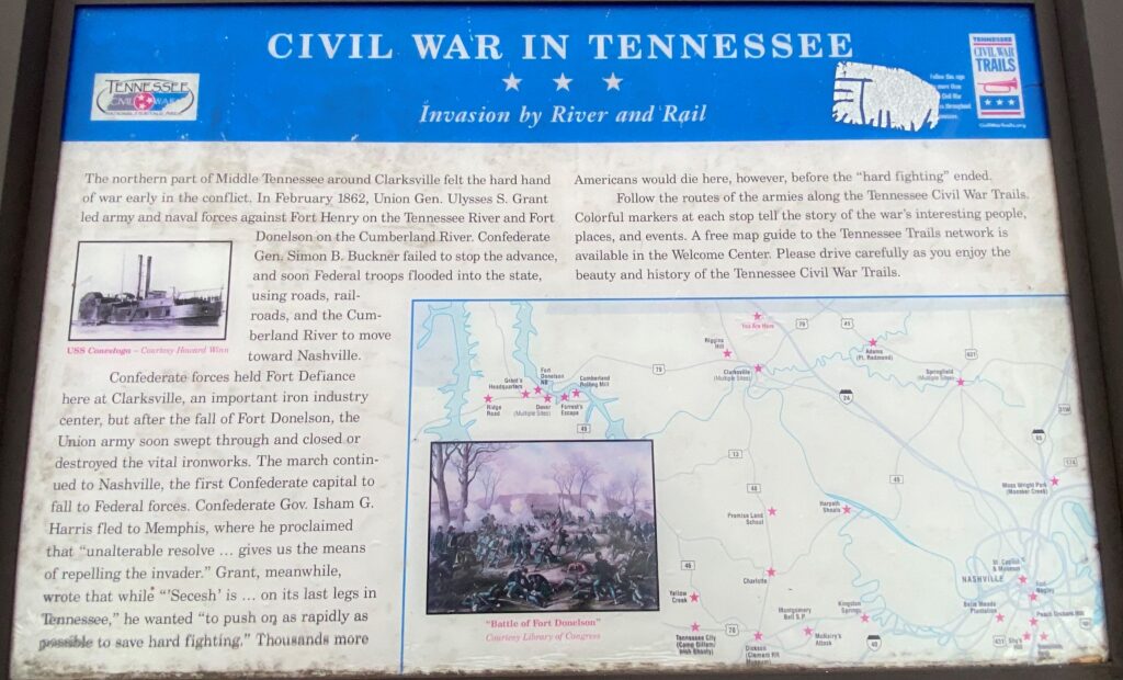 CIVIL WAR IN TENNESSEE INVASION BY RIVER WAR MEMORIAL PANEL