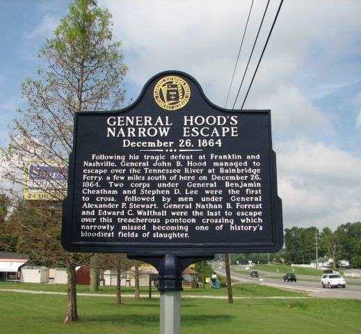GENERAL HOODS NARROW ESCAPE MEMORIAL MARKER