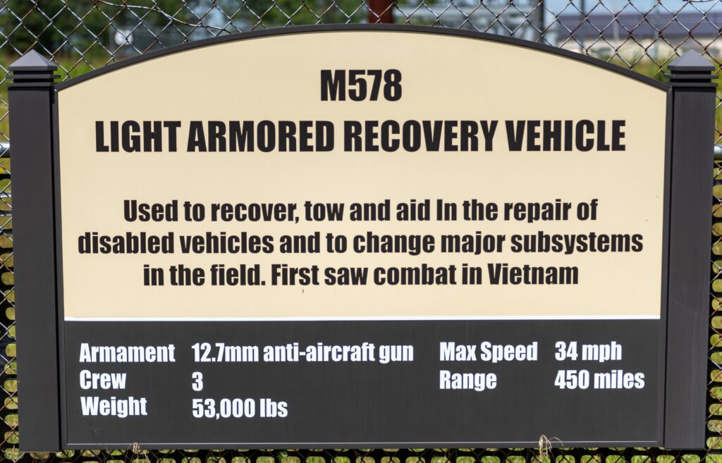 M578 LIGHT ARMORED RECOVERY VEHICLE MEMORIAL MARKER