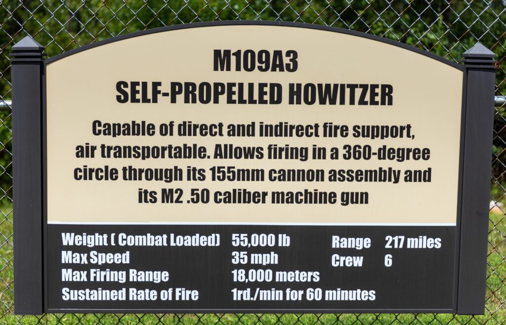 M109A3 SELF-PROPELLED HOWITZER MEMORIAL MARKER