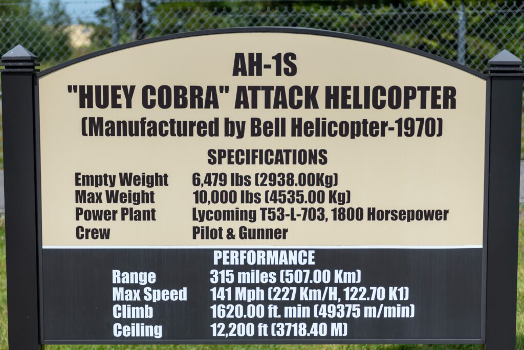 AH-1S “HUEY COBRA” WAR MEMORIAL AIRCRAFT MARKER