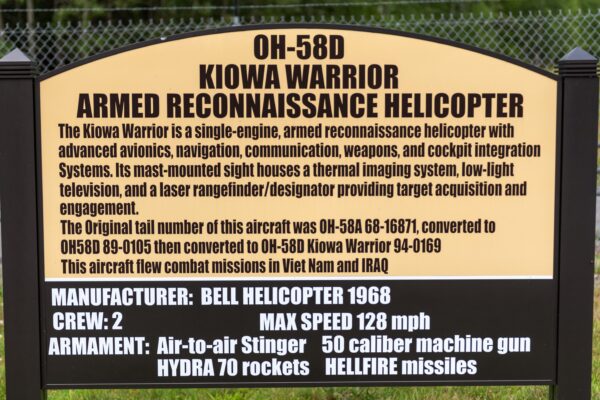 OH-58D KIOWA WARRIOR WAR MEMORIAL AIRCRAFT MARKER