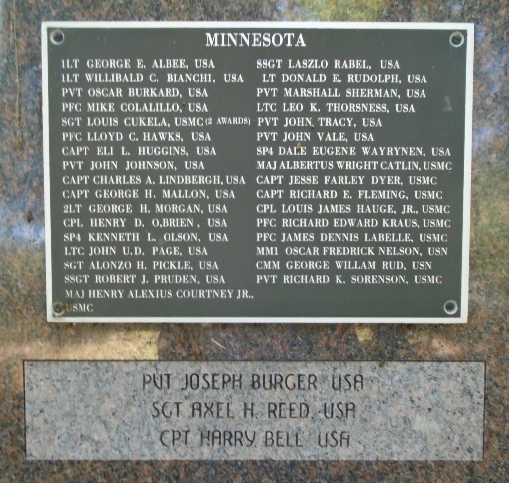 MINNESOTA MEDAL OF HONOR RECIPIENTS WAR MEMORIAL HONOR ROLL