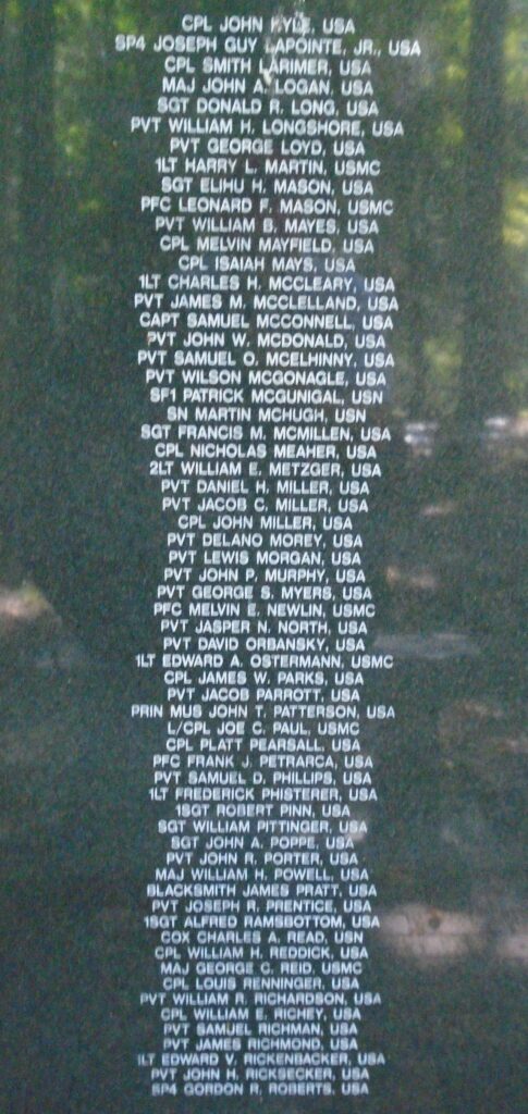 OHIO MEDAL OF HONOR RECIPIENTS WAR MEMORIAL STONE C