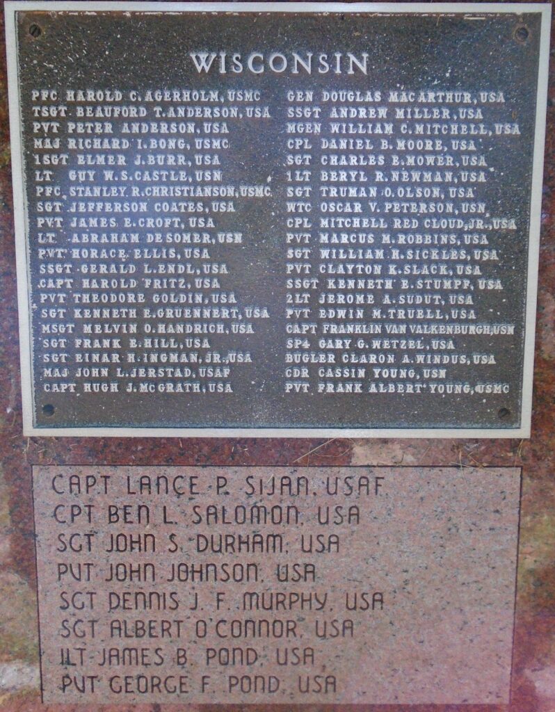 WISCONSIN MEDAL OF HONOR RECIPIENTS WAR MEMORIAL HONOR ROLL