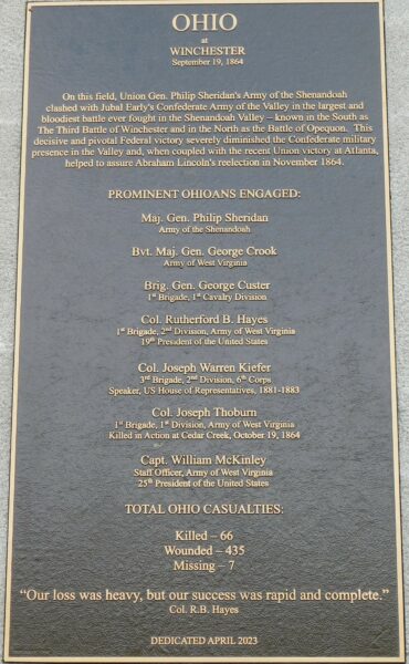 OHIO TO HER NOBEL SONS WAR MEMORIAL PLAQUE