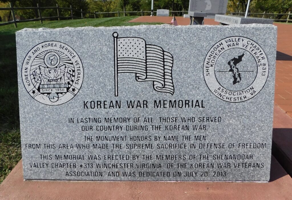 WINCHESTER KOREAN WAR MEMORIAL FRONT