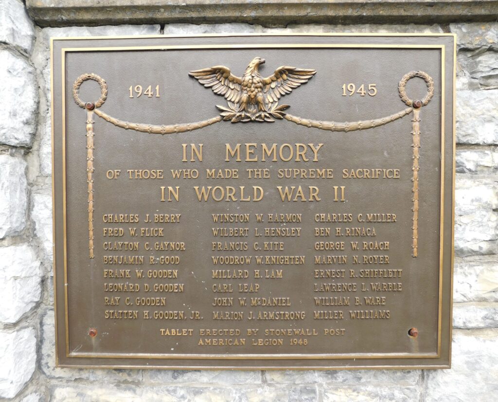 STONEWALL DISTRICT SUPREME SACRIFICE WAR VETERANS MEMORIAL PLAQUE B
