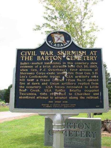 CIVIL WAR SKIRMISH AT THE BARTON CEMETERY MEMORIAL MARKER