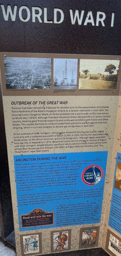 ARLINGTON WORLD WAR I MEMORIAL PLAQUE A