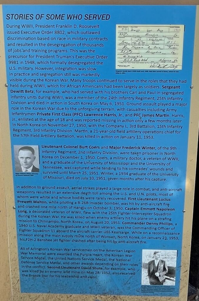 ARLINGTON KOREAN WAR MEMORIAL PLAQUE B