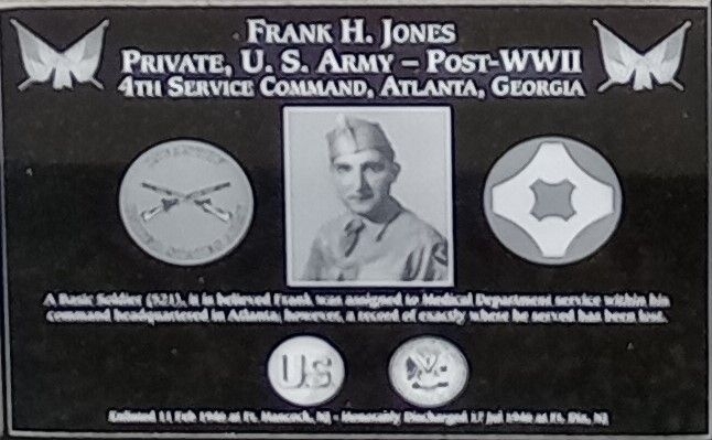 FRANK H. JONES WAR MEMORIAL PLAQUE