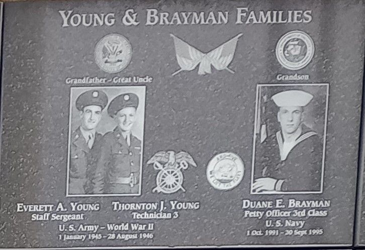 YOUNG & BRAYMAN FAMILIES WAR MEMORIAL PLAQUE