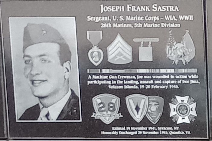JOSEPH FRANK SASTA WAR MEMORIAL PLAQUE