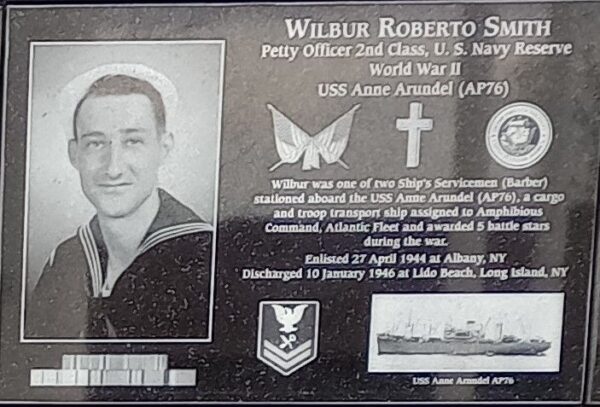 WILBUR ROBERTO SMITH WAR MEMORIAL PLAQUE