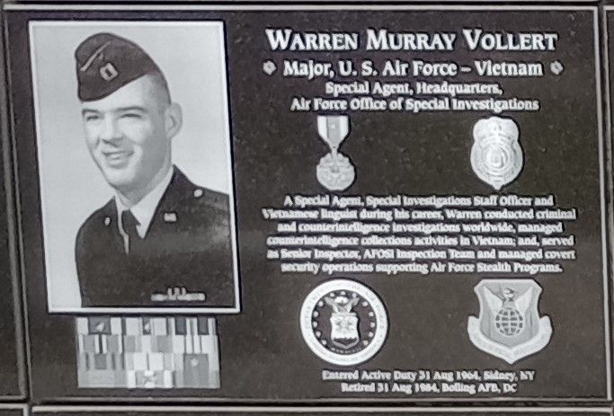 WARREN MURRAY VOLLERT WAR MEMORIAL PLAQUE