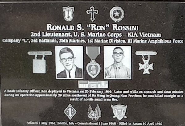 RONALD S. “RON” ROSSINI WAR MEMORIAL PLAQUE