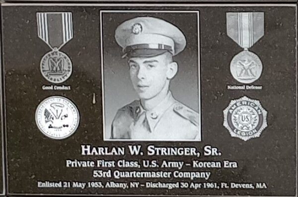 HARLAN W. STRINGER, SR. WAR MEMORIAL PLAQUE