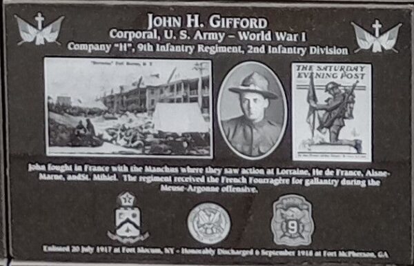 JOHN H. GIFFORD WAR MEMORIAL PLAQUE