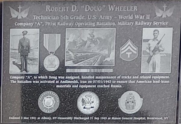 ROBERT D. “DOUG” WHEELER WAR MEMORIAL PLAQUE
