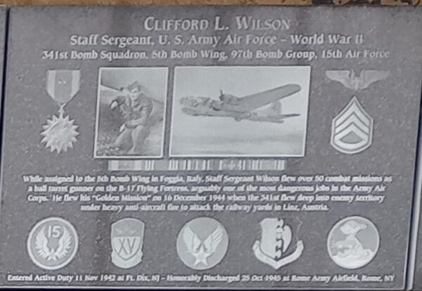 CLIFFORD L. WILSON WAR MEMORIAL PLAQUE