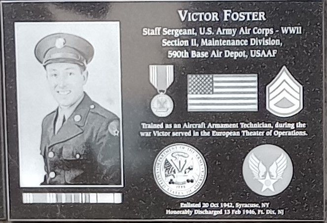 VICTOR FOSTER WAR MEMORIAL PLAQUE