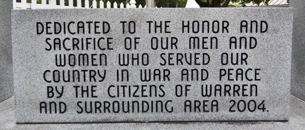 CITIZENS OF WARREN VETERANS MEMORIAL BELL STONE