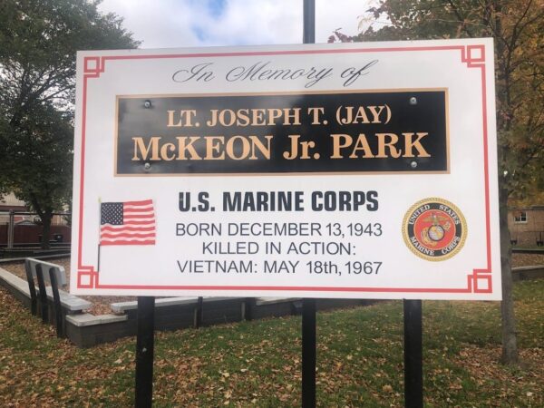 LT. JOSEPH T. (JAY) MCKEON JR. PARK MEMORIAL PLAQUE