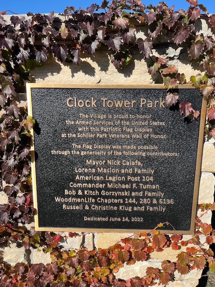 SCHILLER PARK MILITARY SERVICE WALL OF HONOR PLAQUE C