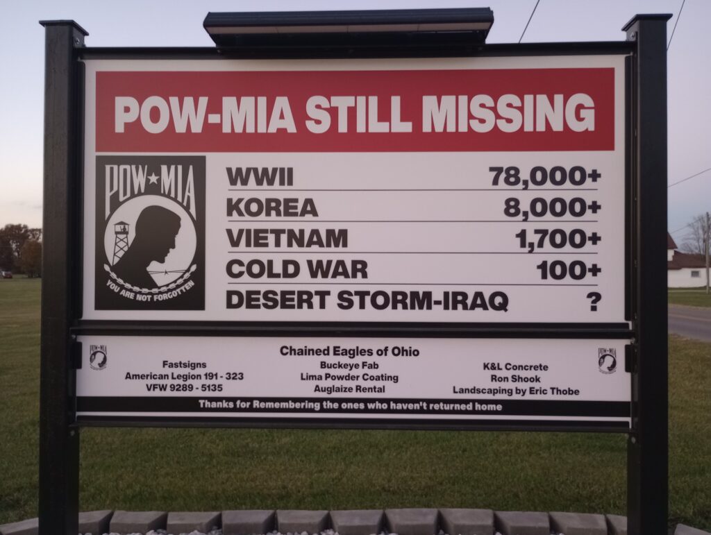 POW-MIA STILL MISSING WAR MEMORIAL FRONT