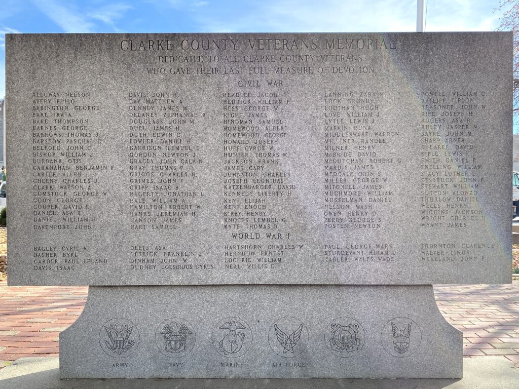 CLARKE COUNTY VETERANS MEMORIAL FRONT