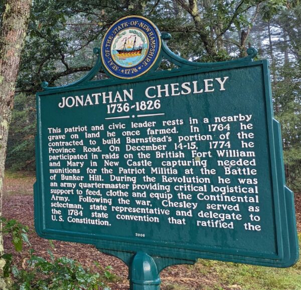 JONATHAN CHESLEY REVOLUTIONARY WAR MEMORIAL MARKER