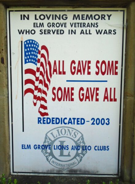 ELM GROVE VETERANS OF ALL WARS MEMORIAL PLAQUE