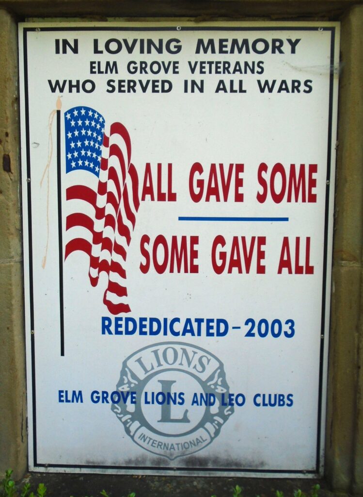 ELM GROVE VETERANS OF ALL WARS MEMORIAL PLAQUE