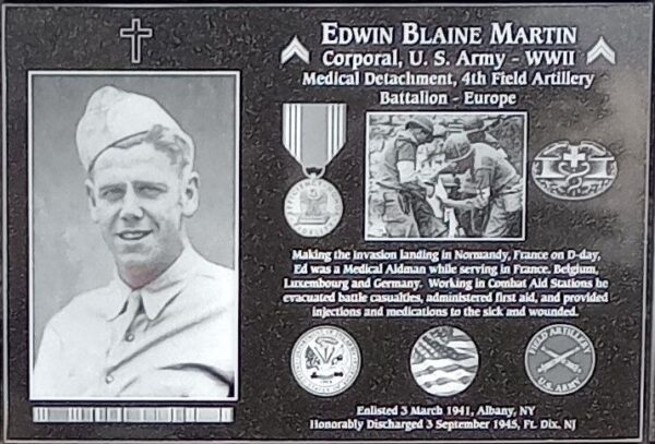EDWIN BLAINE MARTIN WAR MEMORIAL PLAQUE