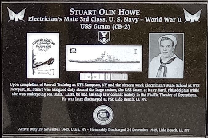 STUART OLIN HOWE WAR MEMORIAL PLAQUE