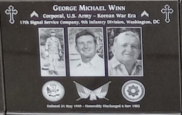 GEORGE MICHAEL WINN WAR MEMORIAL PLAQUE
