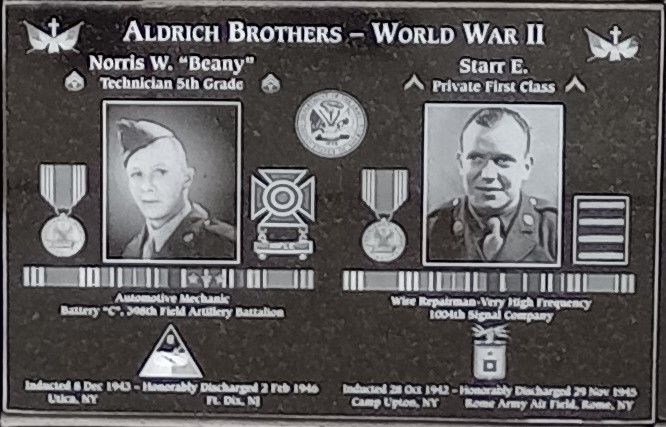 ALDRICH BROTHERS-WORLD WAR II MEMORIAL PLAQUE