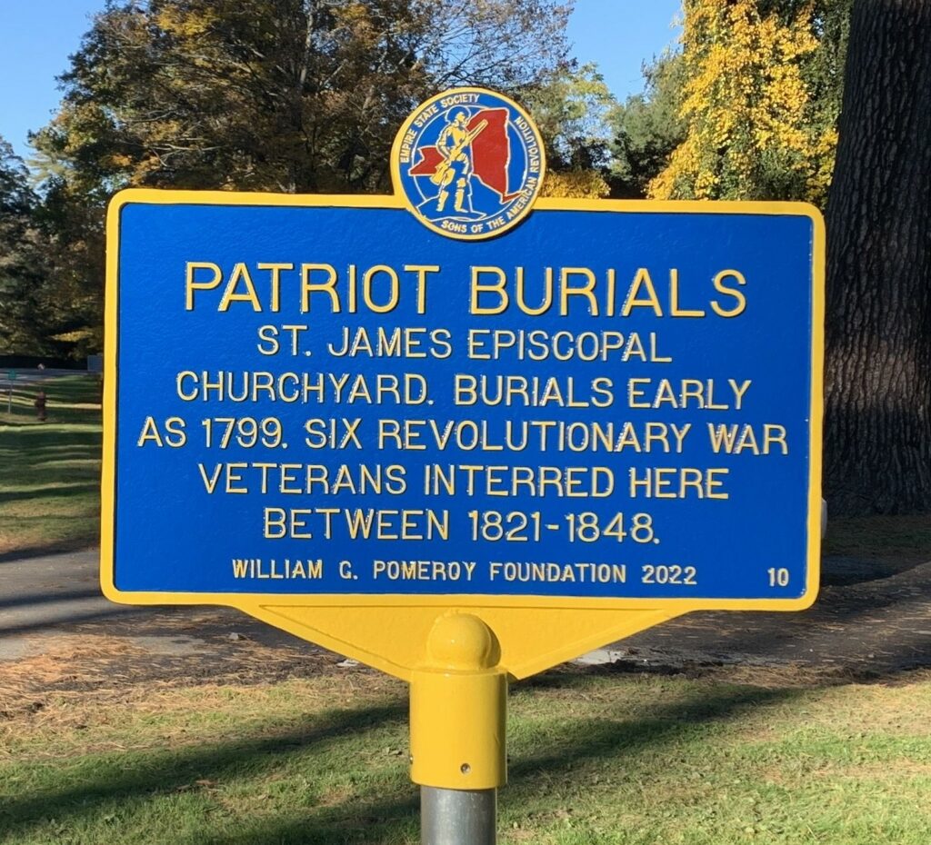 PATRIOT BURIALS ST. JAMES EPISCOPAL CHURCHYARD MEMORIAL MARKER
