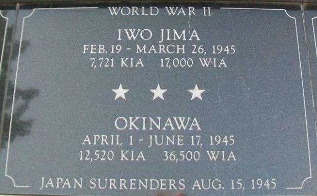 KENOSHA CITY AND COUNTY IWO JIMA AND OKINAWA MEMORIAL PLAQUE